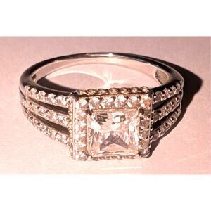 Womens 925 Sterling Silver Cubic Zirconia Vietnam Statement Cocktail Ring Sz 10